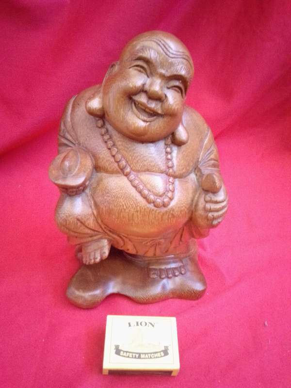 Vintage Highly Detailed Hand Carved Wooden Buddha