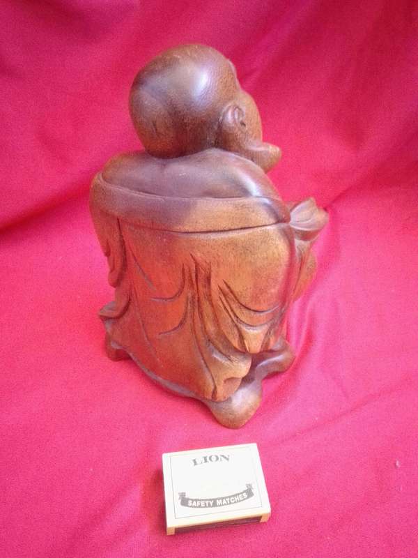 Vintage Highly Detailed Hand Carved Wooden Buddha