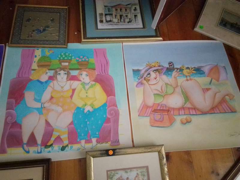 4 X Acrylic on Canvas 'Fat Ladies' by Popular SA Artist Sharon Dold - Signed