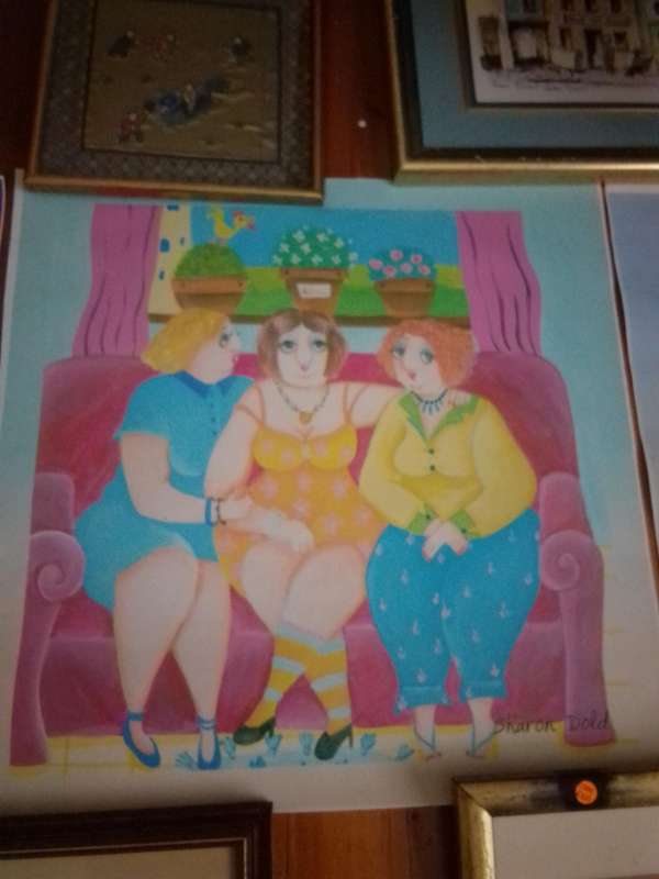 4 X Acrylic on Canvas 'Fat Ladies' by Popular SA Artist Sharon Dold - Signed