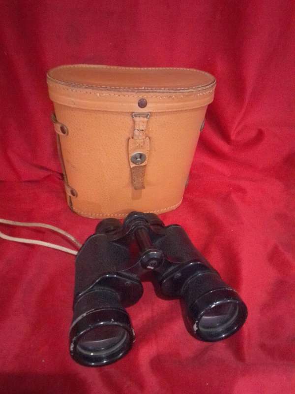 Circa 1943 WWII Plano Japanese 8 X 40 Field Binoculars In Original Leather Carry Case