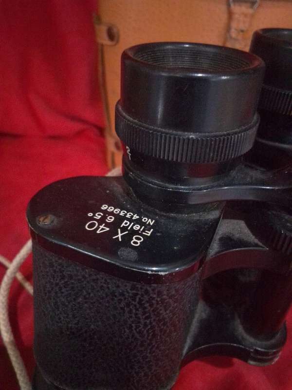 Circa 1943 WWII Plano Japanese 8 X 40 Field Binoculars In Original Leather Carry Case