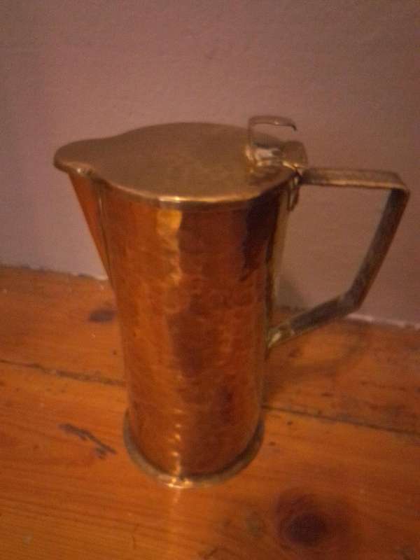 Mid Victorian Hammered Brass Cider Jug
