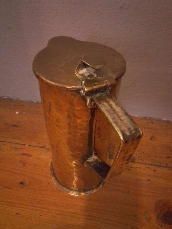 Mid Victorian Hammered Brass Cider Jug