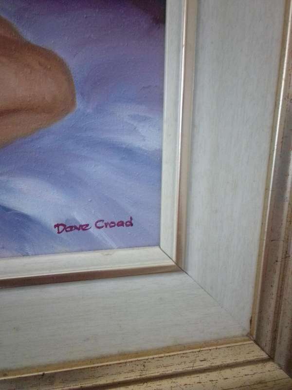 Popular SA Artist Dave Croad Oil on Board 'Nude' Titled Red Head Scarf