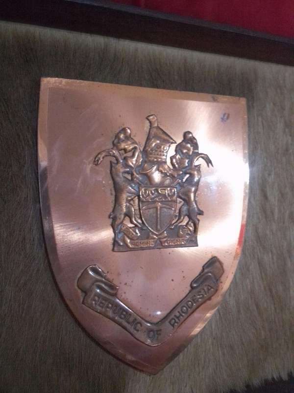 Vintage Framed Republic of Rhodesia Copper Plaque