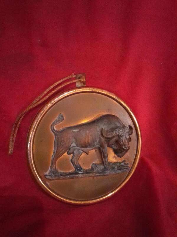 Highly Detailed Rhodesian Copper Plaque 'Buffalo'