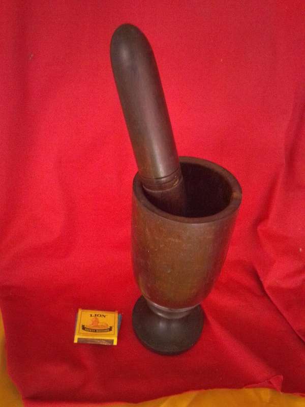 Large Solid Wood Mortar & Pestle