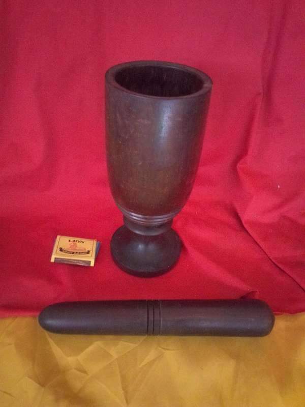 Large Solid Wood Mortar & Pestle