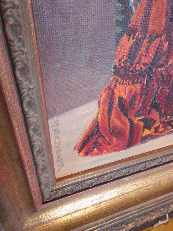 19th Century Oil on Board "Two Old Ladies" by S.Saunders (Scottish) Dated 1830