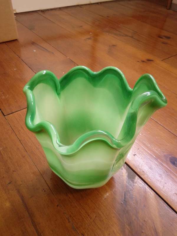 Stunning Lime Green & White Studio Glass Vase