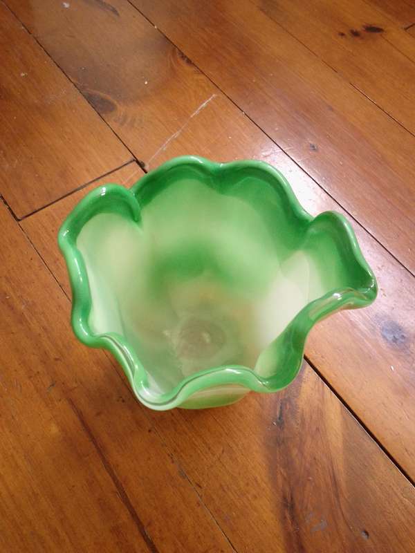Stunning Lime Green & White Studio Glass Vase