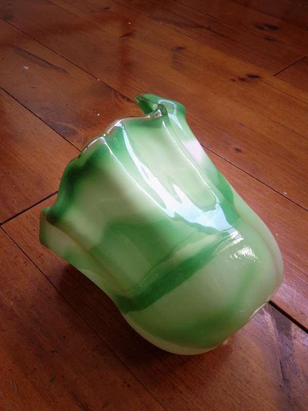 Stunning Lime Green & White Studio Glass Vase
