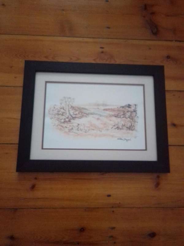 Popular SA Artist Willie Deysel 'Landscape' Watercolor - Signed