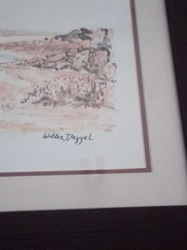 Popular SA Artist Willie Deysel 'Landscape' Watercolor - Signed