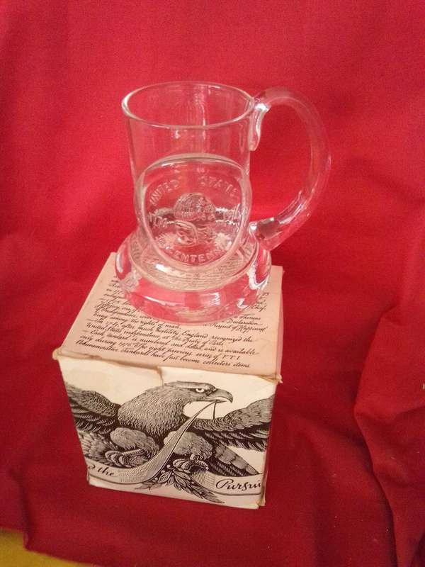 Rare Limited American Bicentenary 1776 - 1976 Commemorative Glass Tankard