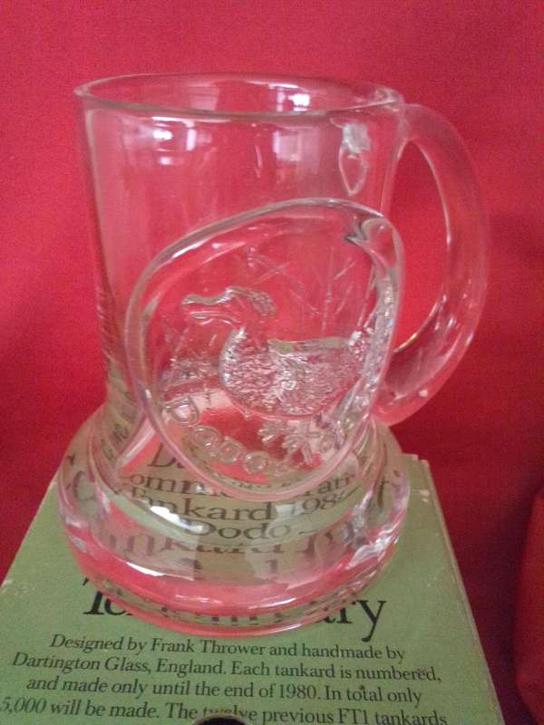 1980 Rare Limited (No 2898 of 5000) Dodo Tercentenary Glass Tankard