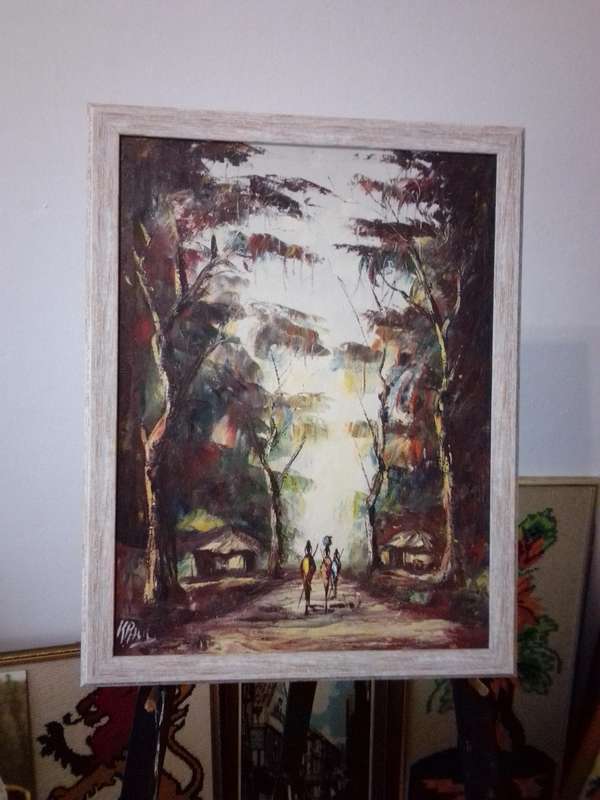 Famous German Artist Karl Paul (1890 - 1969) Oil on Canvas 'Rural Ethnic Landscape' Signed