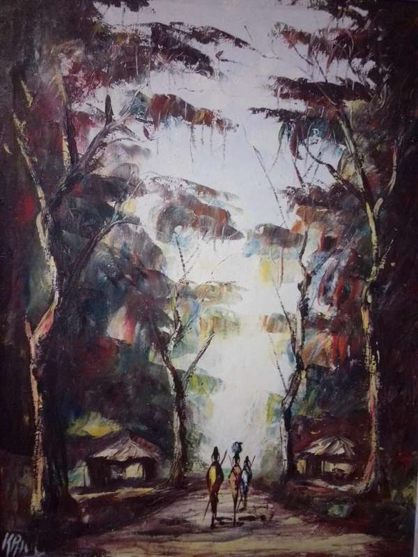 Famous German Artist Karl Paul (1890 - 1969) Oil on Canvas 'Rural Ethnic Landscape' Signed