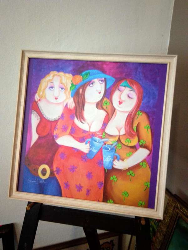 Popular SA Artist Sharon Dold "Diva's" "Fat Ladies" Acrylic on Canvas - Signed