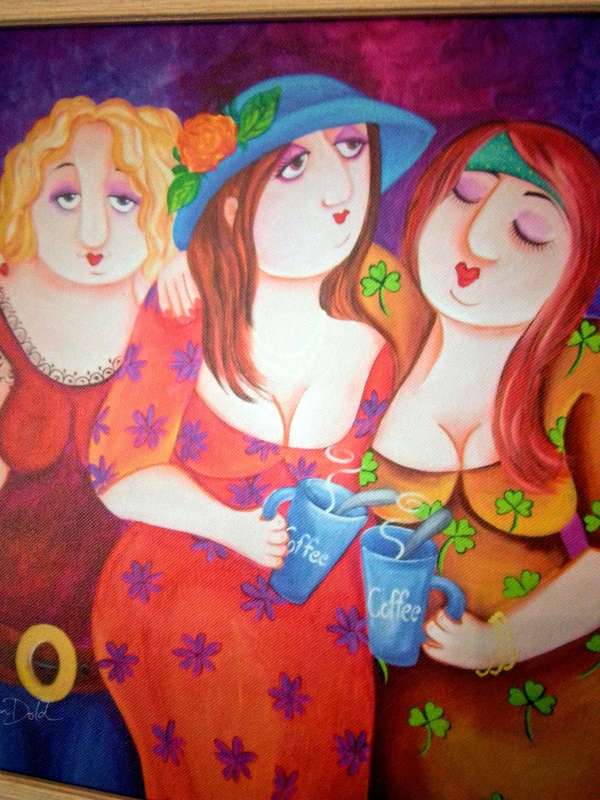 Popular SA Artist Sharon Dold "Diva's" "Fat Ladies" Acrylic on Canvas - Signed