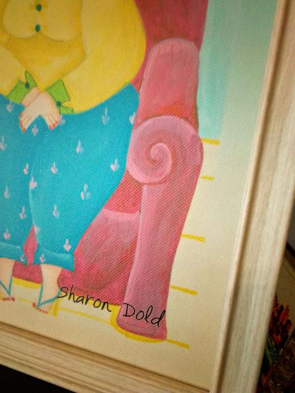 Popular SA Artist Sharon Dold "Diva's" "Fat Ladies" Acrylic on Canvas - Signed