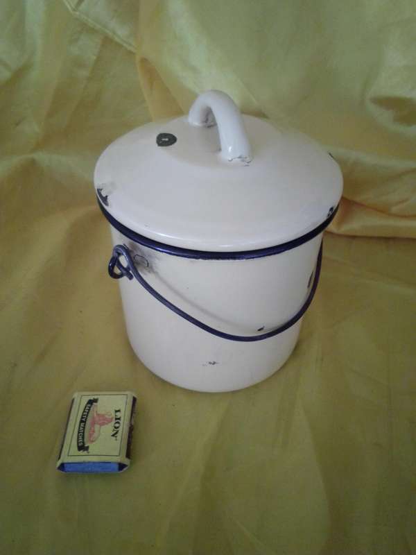 Old Enamel Storage Container With Handle