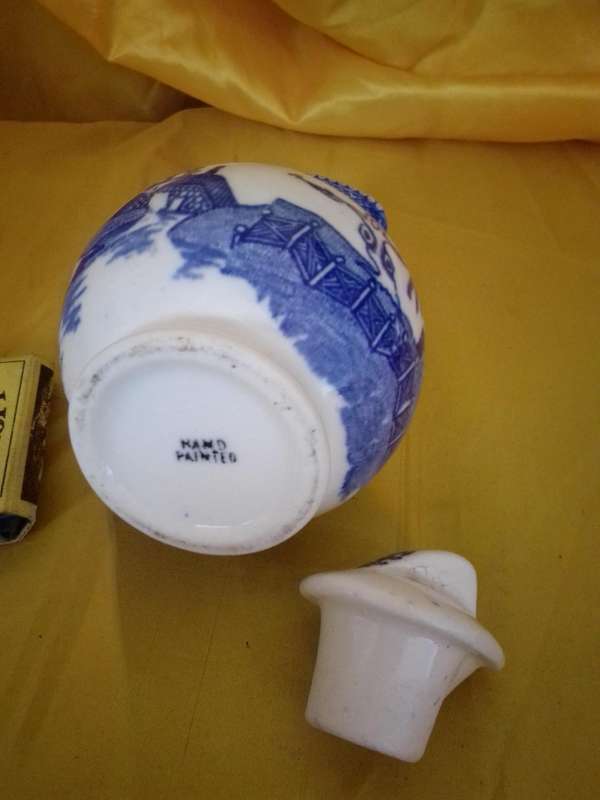 Vintage Blue & White Porcelain Sauce Pitcher