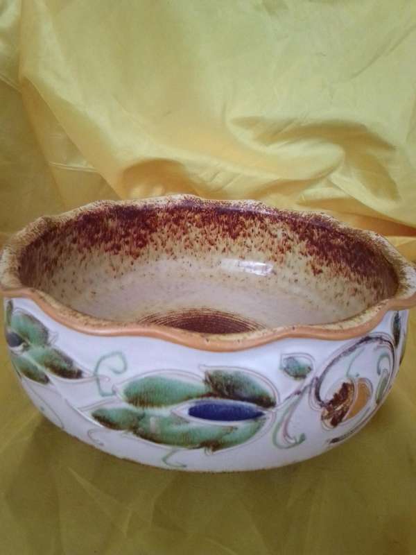 Stunning Retro Clay Glazed Italian Fruit Bowl