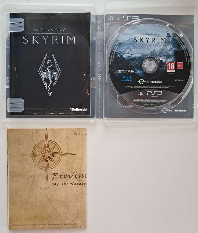 The Elder Scroll V : Skyrim [Legendary Edition] for PS3 Complete Game Manual + Map (Tested)