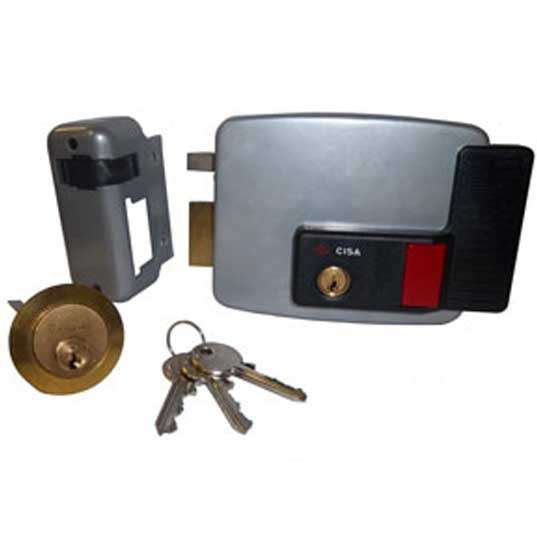 Cisa Electronic Rim lock LH In w/Cyl WOOD
