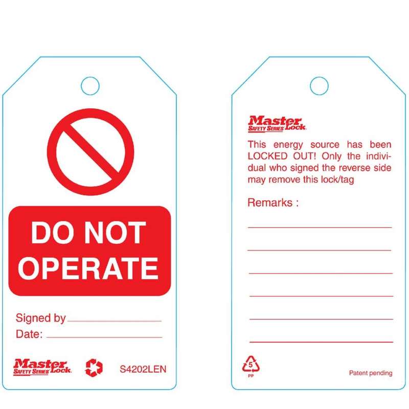 Master Lock LEN Tag DO NOT OPERATE