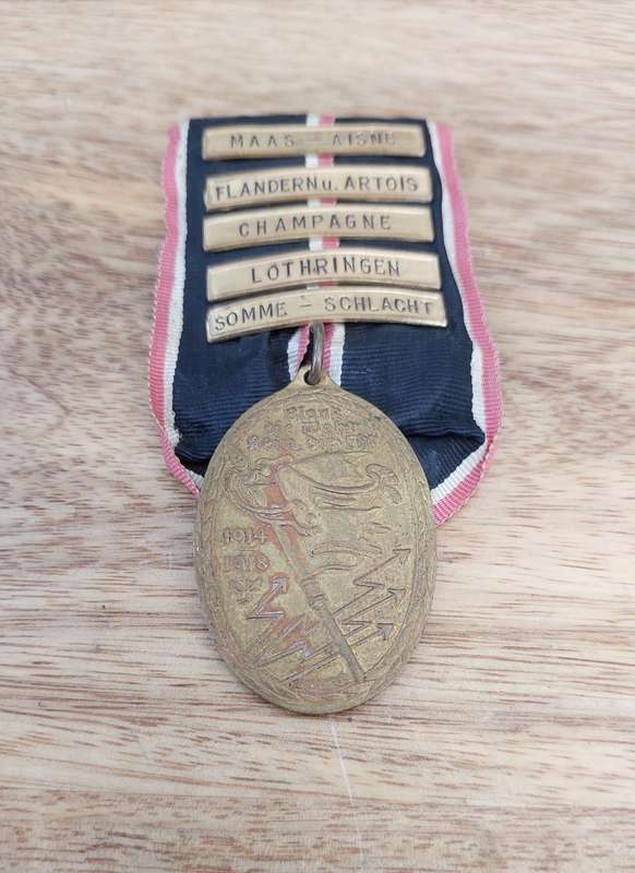 German WW1 Kyffhauserbund Veteran Medal with 5 Combat Ribbons/Clasps