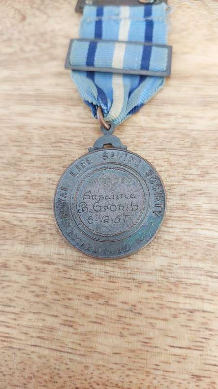 - 1958 - 59 Royal Life Saving Society Medal to Susanne B. Cromb (6-12-1957) -