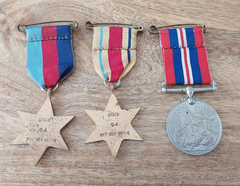 #WWII Group of 3 x Medals to 21635 W.J. van der Merwe  #