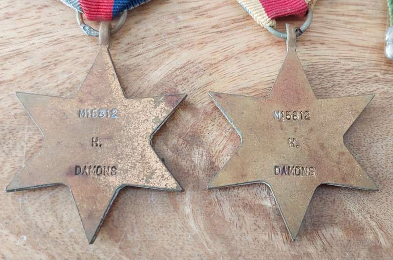# WWII Group of 5 x Medals to M15812 H. Damons #