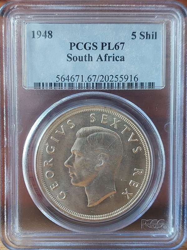 - Very High Grade 1948 SAU 5 Shillings, PCGS PL67!!!! Wow!!!  -