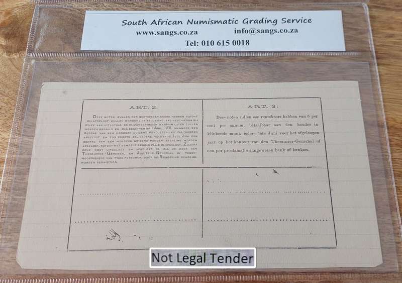 - Pair of Sequential 1902 ZAR Te Velde 1 Pond Notes In Sequence, Graded AU58 & MS61 Wow!!!! -