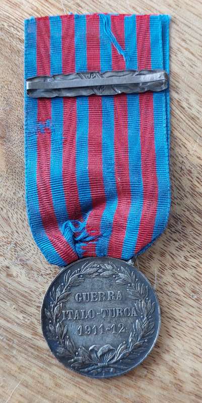 - 1911 Italian Turkish War Medal in Silver with 1911-12 Clasp -
