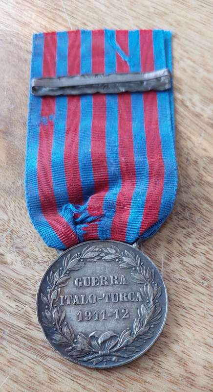 - 1911 Italian Turkish War Medal in Silver with 1911-12 Clasp -