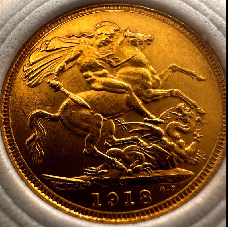1918 Full Gold Sovereign  King George V  Rare Collectible Coin