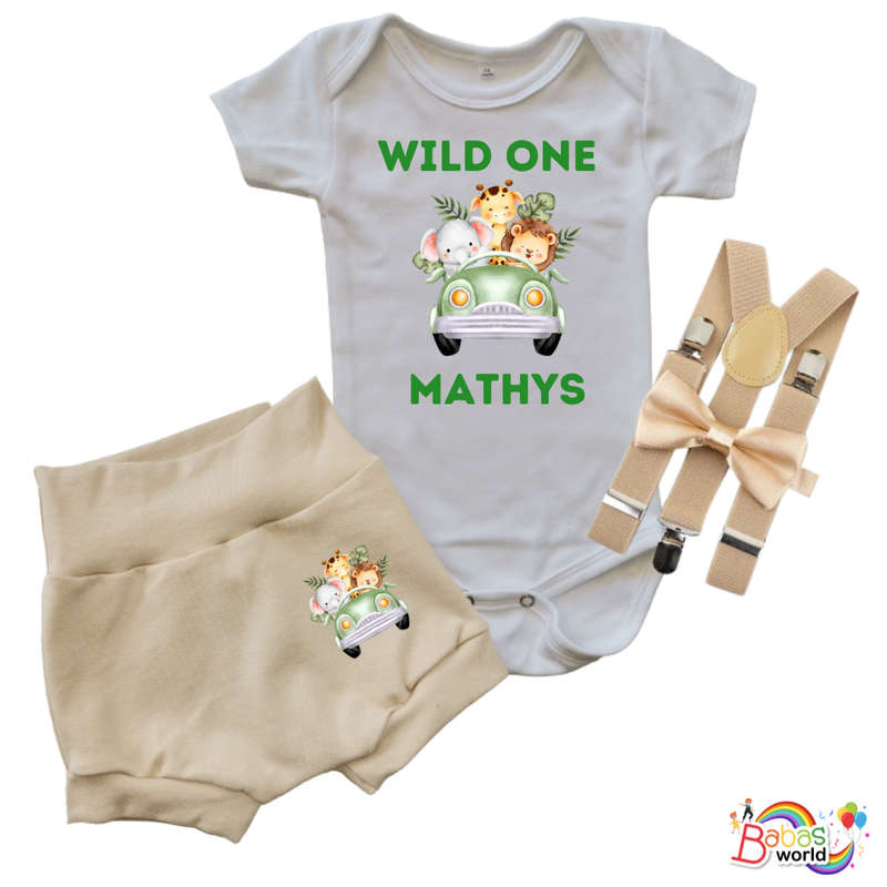 Wild One Birthday outfit for Boys (Beige)