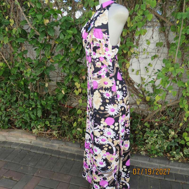 CARO long striking colourful poly-nylon size 36 dress, From Australia. Empire front