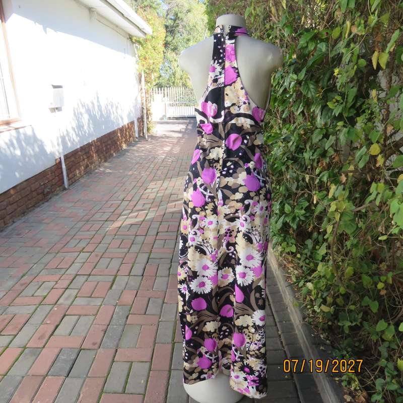 CARO long striking colourful poly-nylon size 36 dress, From Australia. Empire front