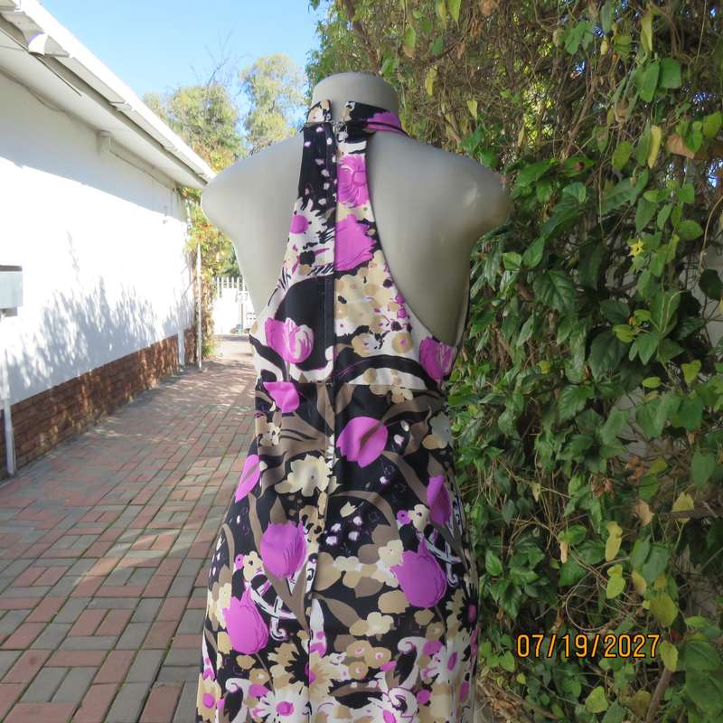 CARO long striking colourful poly-nylon size 36 dress, From Australia. Empire front