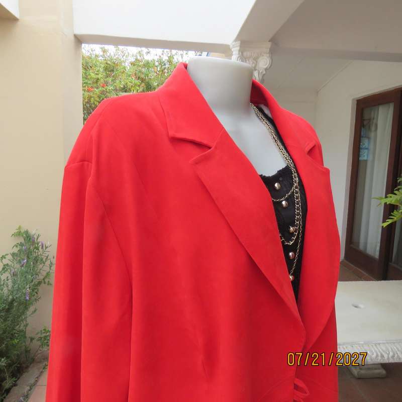 RENE TAYLOR red long sleeve lined tailored stretch polyester jacket. Size 50.