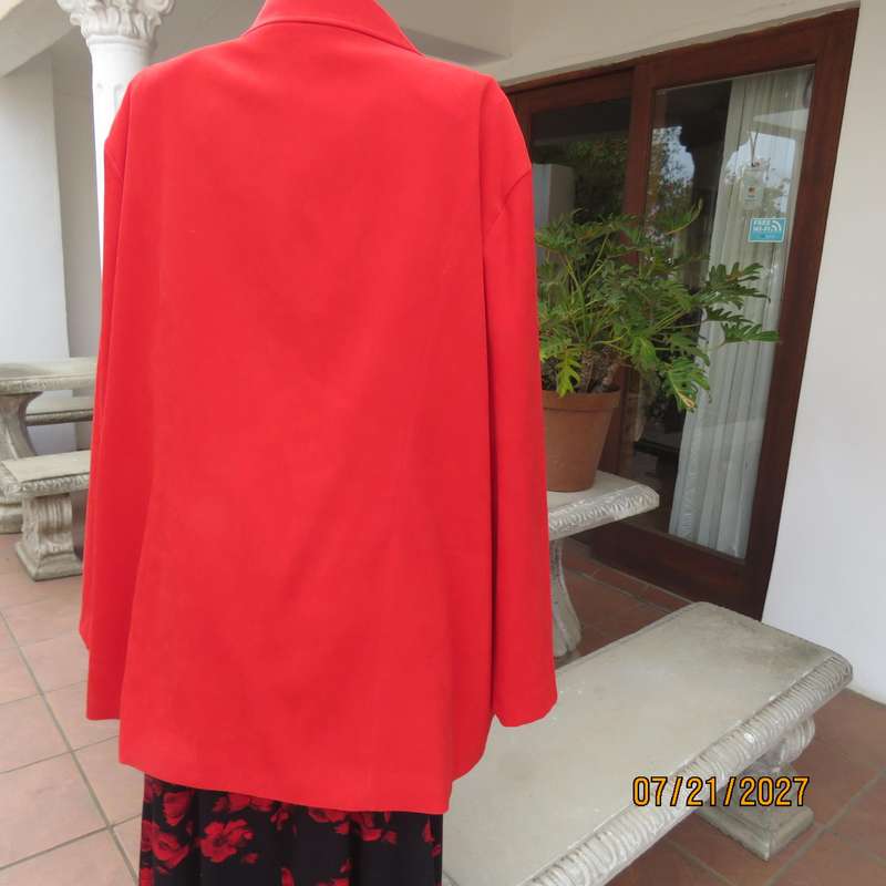 RENE TAYLOR red long sleeve lined tailored stretch polyester jacket. Size 50.