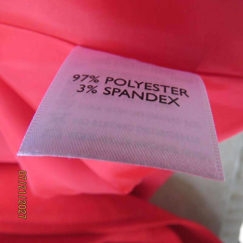 RENE TAYLOR red long sleeve lined tailored stretch polyester jacket. Size 50.