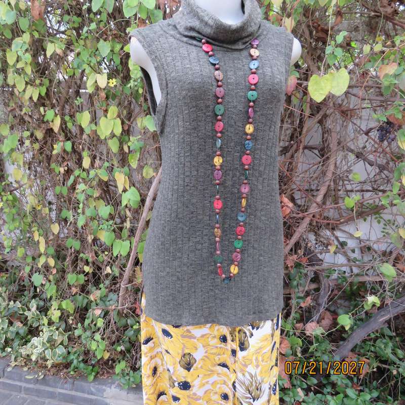 COTTON ON mottled olive green soft polyester stretch knitted long top-cowl neckline. Size 38
