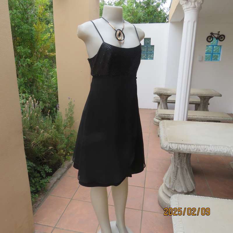 KELSO little black size 34 evening dress. Glamour bust area with straps. 2 Layer fold over bottom.